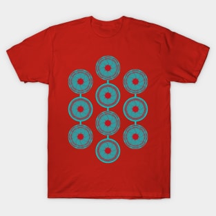 Turquoise and vermilion flower T-Shirt